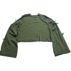 Revolve Tularosa Women's Green Tie Split Sleeve Crop Lasso Sweater Size Small